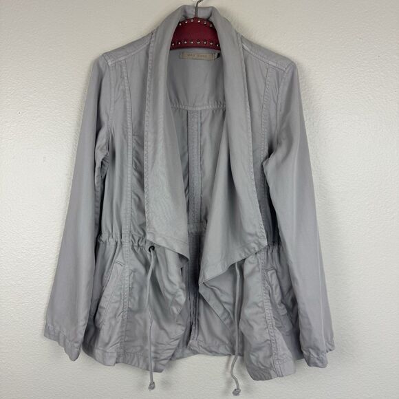 Max Jeans Drape Open Front Drawstring Waist Tencel Jacket Gray Khaki Small - Picture 1 of 13